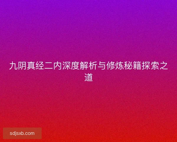 九阴真经二内深度解析与修炼秘籍探索之道 九阴真经二内深度解析与修炼秘籍探索之道