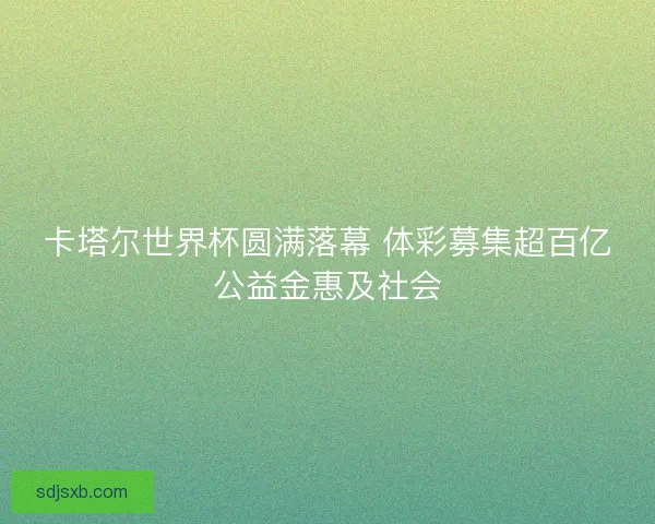 卡塔尔世界杯圆满落幕 体彩募集超百亿公益金惠及社会