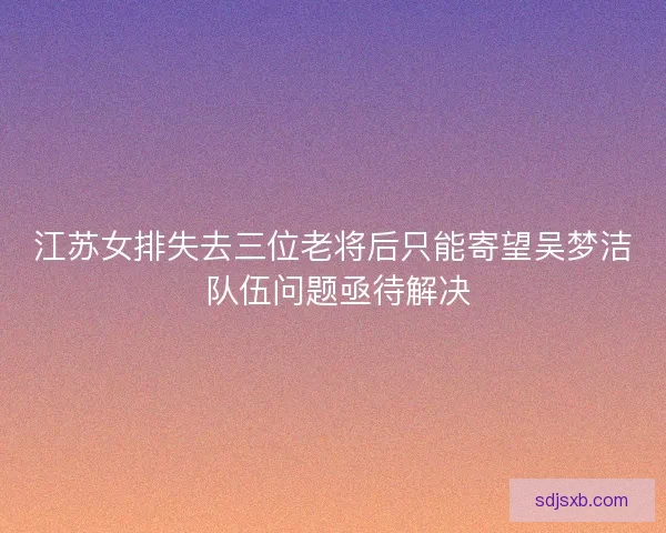 江苏女排失去三位老将后只能寄望吴梦洁 队伍问题亟待解决