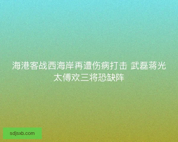 海港客战西海岸再遭伤病打击 武磊蒋光太傅欢三将恐缺阵